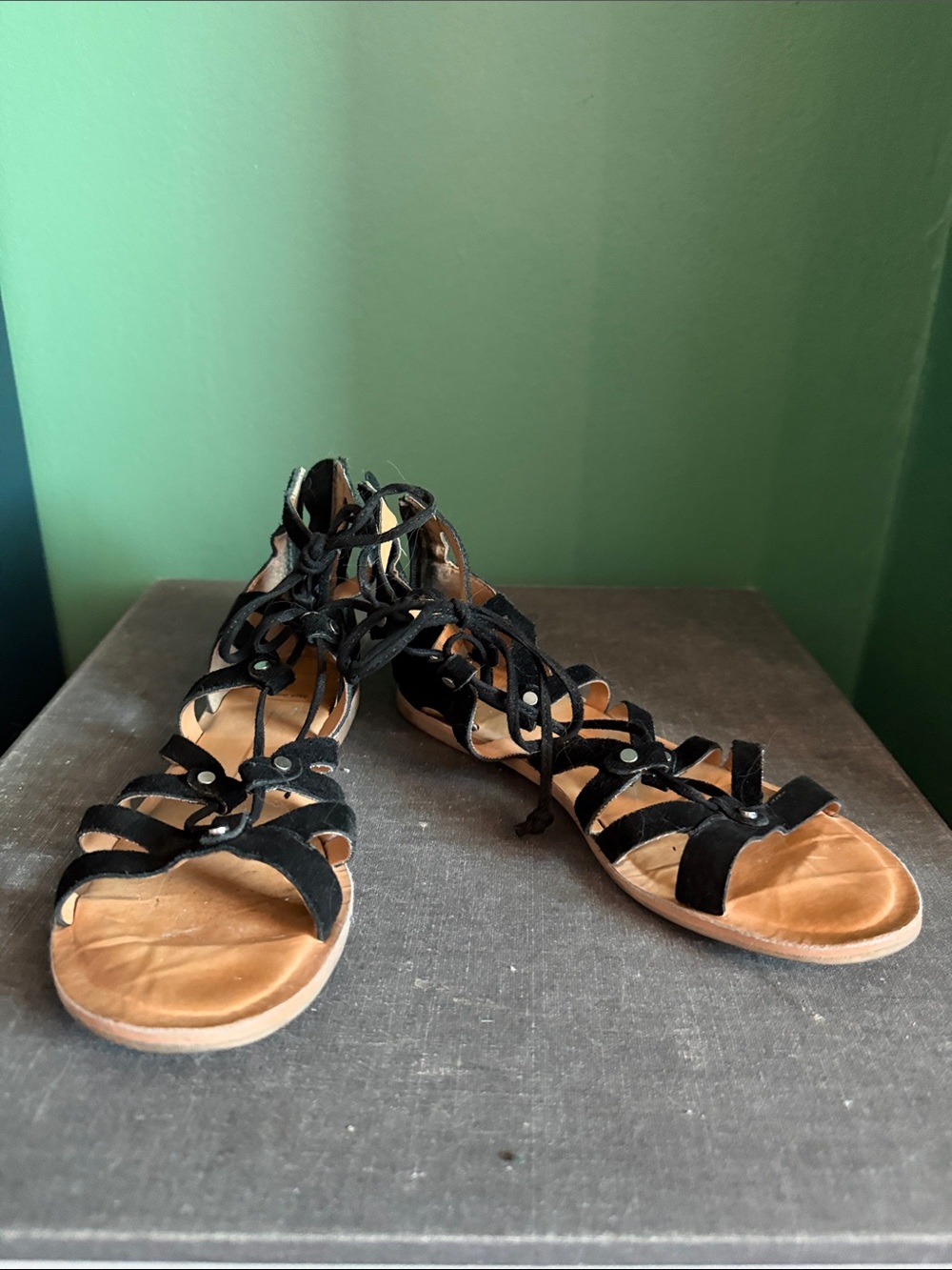 Dolce Vita Black Suede Lace-Up Gladiator Sandals - Women